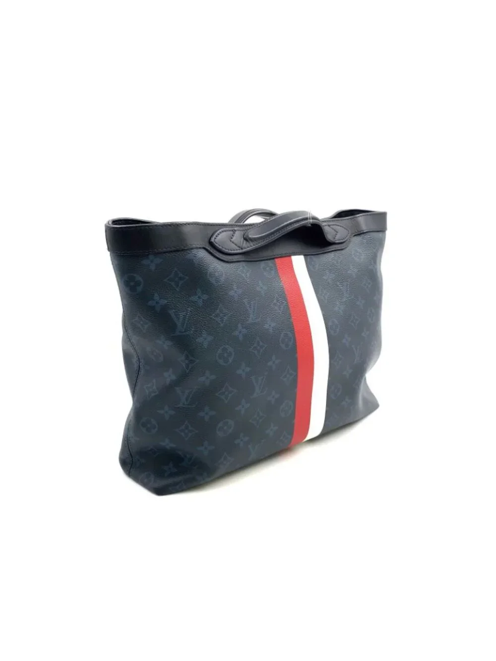 Louis Vuitton Ultralight Monogram Edge Coat Ruto Leather Navy White Red Tote Bag